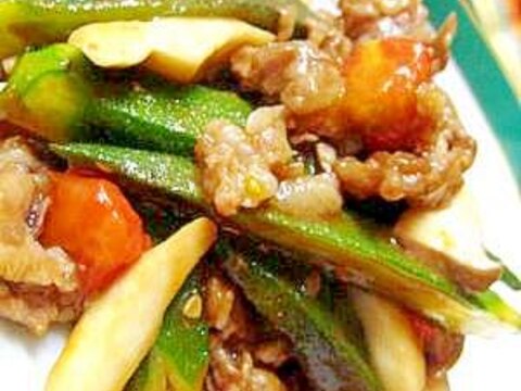 豚コマと野菜のドレ炒め